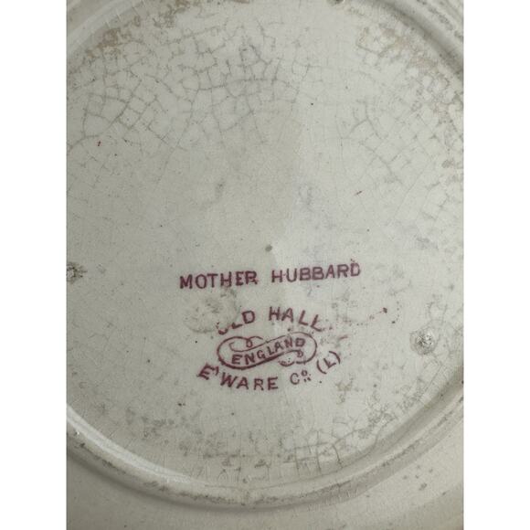 Old Hall Earthenware Co Mother Hubbard Transferware 6” Red Plate C1861-1884 - Picture 5 of 7
